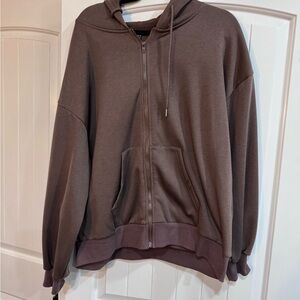 Women's Brown Zip-Up Hoodie Jacket